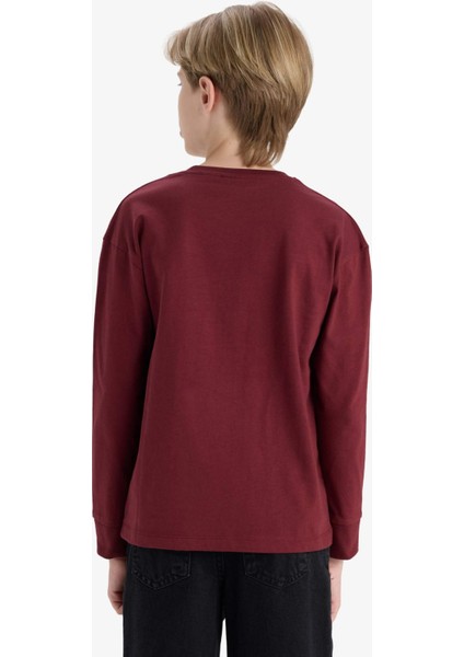 Erkek Çocuk Bisiklet Yaka Baskılı Uzun Kollu Okul Tişörtü F2708A825AU