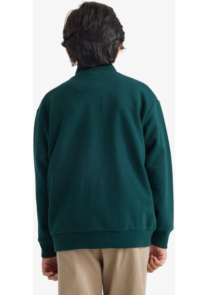 Erkek Çocuk Dik Yaka Fermuarlı Baskılı Okul Sweatshirt F2710A825AU