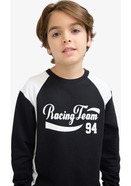 Erkek Çocuk Bisiklet Yaka Baskılı Sweatshirt F1965A825AU