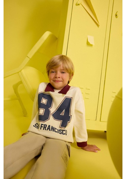 Erkek Bebek Gömlek Yaka Baskılı Okul Sweatshirt F4675A525AU