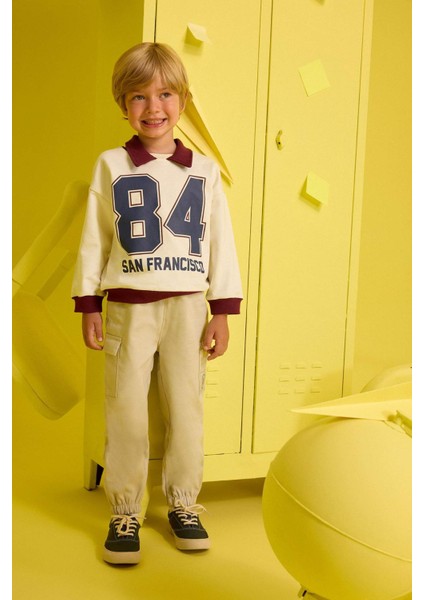 Erkek Bebek Gömlek Yaka Baskılı Okul Sweatshirt F4675A525AU