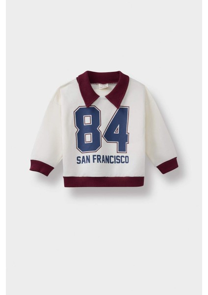 Erkek Bebek Gömlek Yaka Baskılı Okul Sweatshirt F4675A525AU