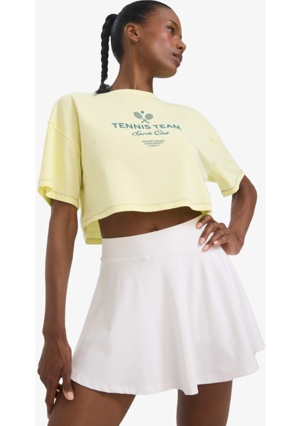 Oversize Geniş Kalıp Bisiklet Yaka Sporcu Kısa Kollu Tişört E3597AX25SM