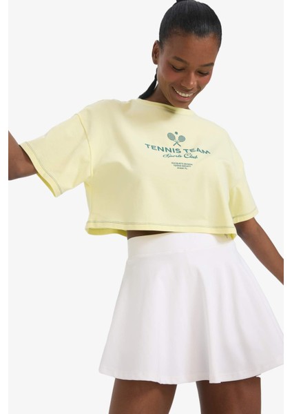 Oversize Geniş Kalıp Bisiklet Yaka Sporcu Kısa Kollu Tişört E3597AX25SM