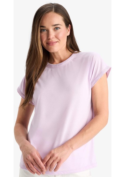 Bisiklet Yaka Basic Düz Kısa Kollu Tişört F4830AX25SM