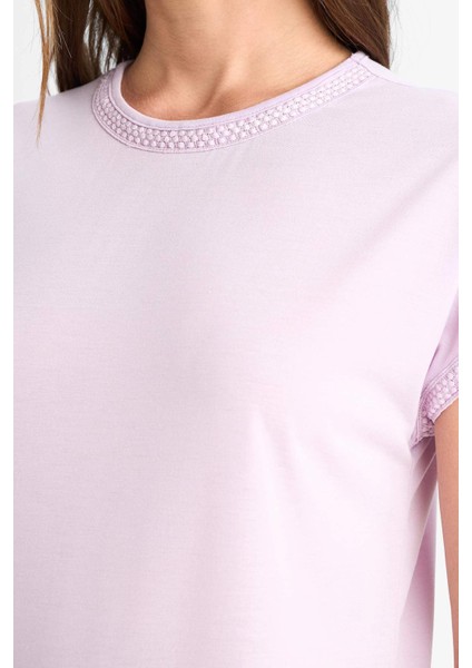 Bisiklet Yaka Basic Düz Kısa Kollu Tişört F4830AX25SM