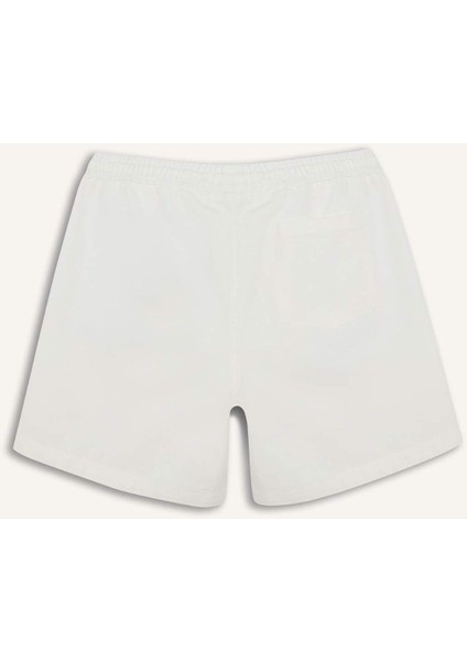 %100 Pamuk Yazlık Relax Fit Rahat Beyaz Jean Bermuda Şort Z4460AZ25SM