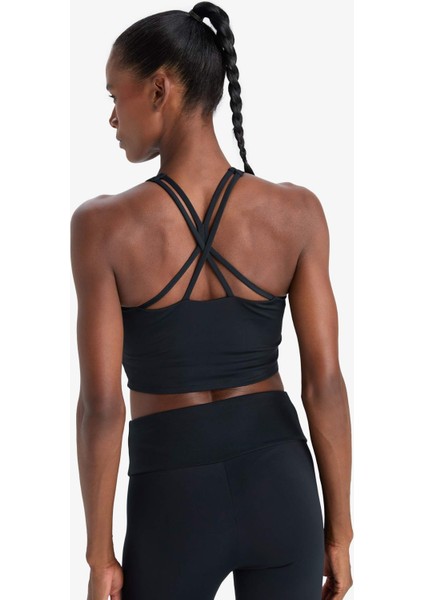 Fit Bisiklet Yaka Pedli İç Göstermez Esnek Kumaş Uzun Sporcu Sütyeni F4944AX25AU
