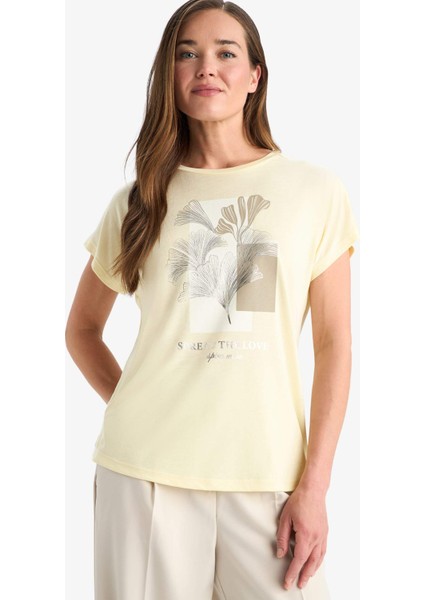 Regular Fit Bisiklet Yaka Baskılı Kısa Kollu Tişört F4848AX25SM