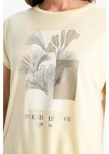 Regular Fit Bisiklet Yaka Baskılı Kısa Kollu Tişört F4848AX25SM