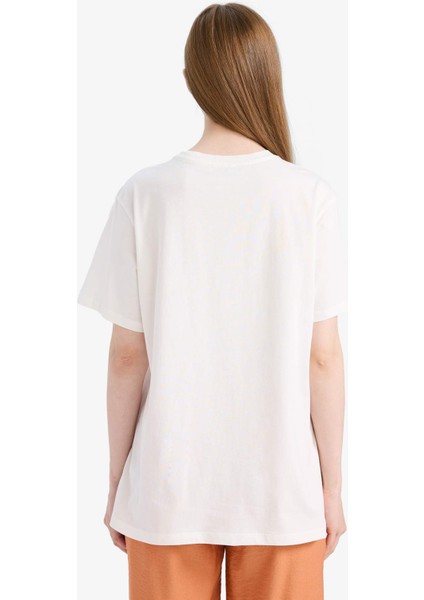 Regular Fit Bisiklet Yaka Baskılı Kısa Kollu Tişört Tunik F5123AX25SM