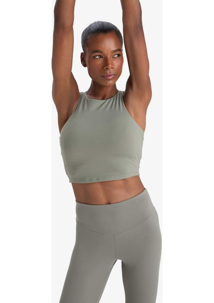 Fit Bisiklet Yaka Pedli İç Göstermez Esnek Kumaş Uzun Sporcu Sütyeni F4944AX25AU