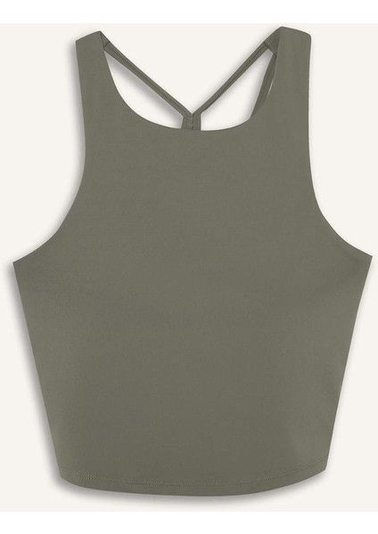 Fit Bisiklet Yaka Pedli İç Göstermez Esnek Kumaş Uzun Sporcu Sütyeni F4944AX25AU