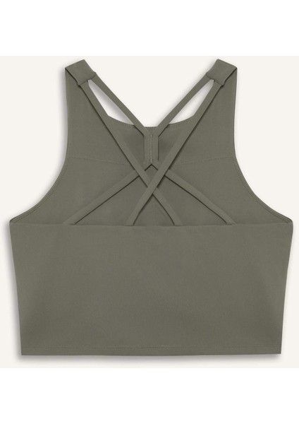 Fit Bisiklet Yaka Pedli İç Göstermez Esnek Kumaş Uzun Sporcu Sütyeni F4944AX25AU