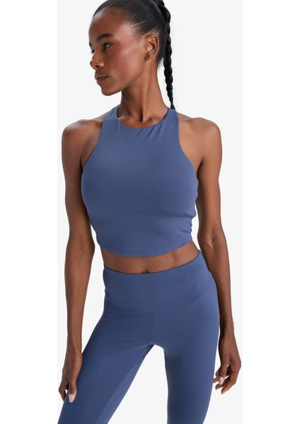 Fit Bisiklet Yaka Pedli İç Göstermez Esnek Kumaş Uzun Sporcu Sütyeni F4944AX25AU