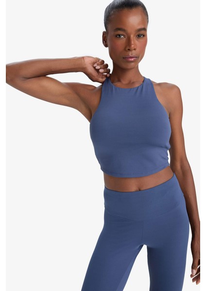 Fit Bisiklet Yaka Pedli İç Göstermez Esnek Kumaş Uzun Sporcu Sütyeni F4944AX25AU