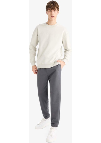 Regular Fit Beli Bağcıklı Paçası Lastikli Cepli Basic Düz Jogger Eşofman Altı