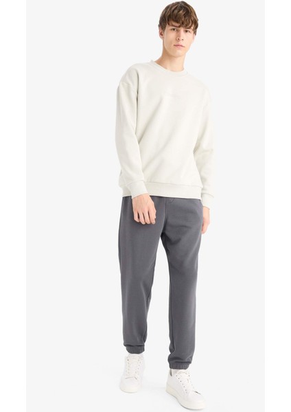 Regular Fit Beli Bağcıklı Paçası Lastikli Cepli Basic Düz Jogger Eşofman Altı