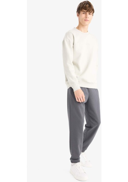 Regular Fit Beli Bağcıklı Paçası Lastikli Cepli Basic Düz Jogger Eşofman Altı