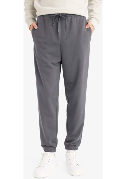 Regular Fit Beli Bağcıklı Paçası Lastikli Cepli Basic Düz Jogger Eşofman Altı