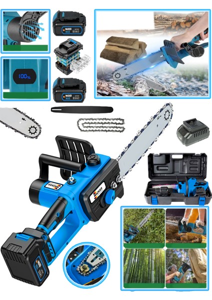 Germany 32 cm Pala Yağ Pomalı R-Line 400 Seri Çift Akü 10 Pilli Göstergeli Dal Budama Makinası