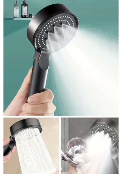 5 Modlu Yüksek Basınçlı Çok Yönlü Duş Başlığı Siyah fiyatları