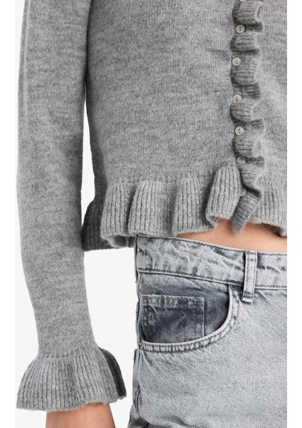 Regular Fit Bisiklet Yaka Triko Hırka