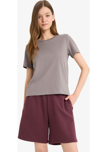 Coool Beli Lastikli Cepli Bordo Bermuda Şort F5188AX25SM