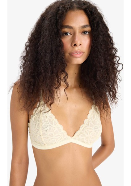 Simli Dantel Kapsız Pedsiz Balensiz Triangle Bra-Fall in Love F5037AX25HS