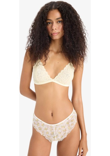 Simli Dantel Kapsız Pedsiz Balensiz Triangle Bra-Fall in Love F5037AX25HS