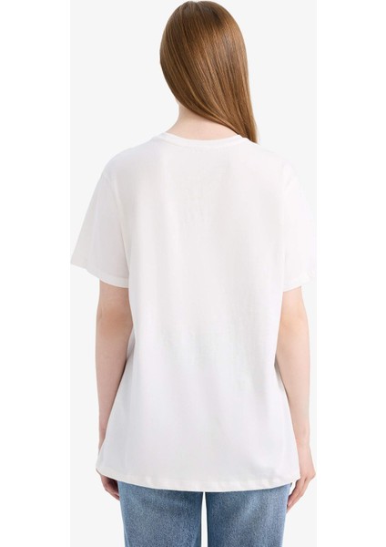 Regular Fit Bisiklet Yaka Baskılı Kısa Kollu Tişört Tunik F5124AX25SM