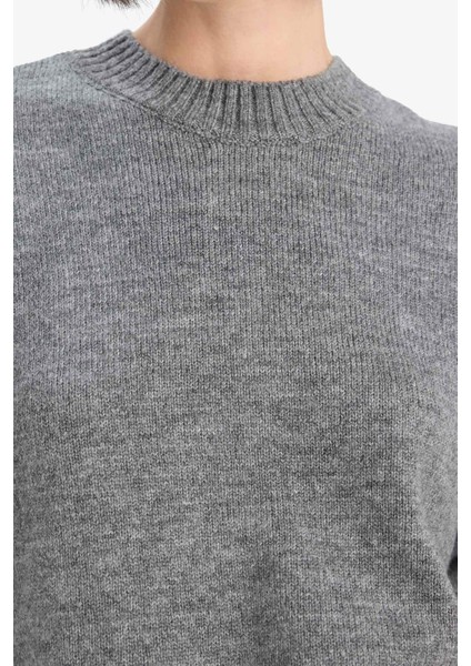 Oversize Geniş Kalıp Bisiklet Yaka Triko Kazak F3895AX25WN