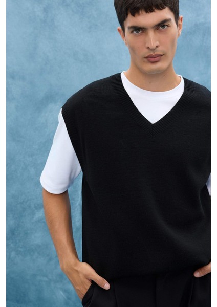 Standart Fit V Yaka Triko Süveter F4999AX25AU
