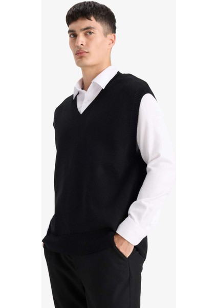 Standart Fit V Yaka Triko Süveter F4999AX25AU
