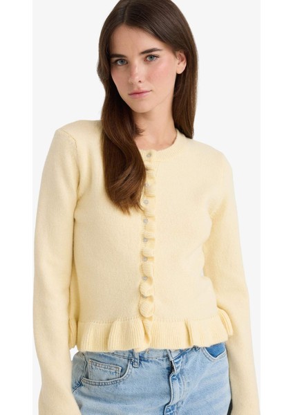 Regular Fit Bisiklet Yaka Triko Hırka