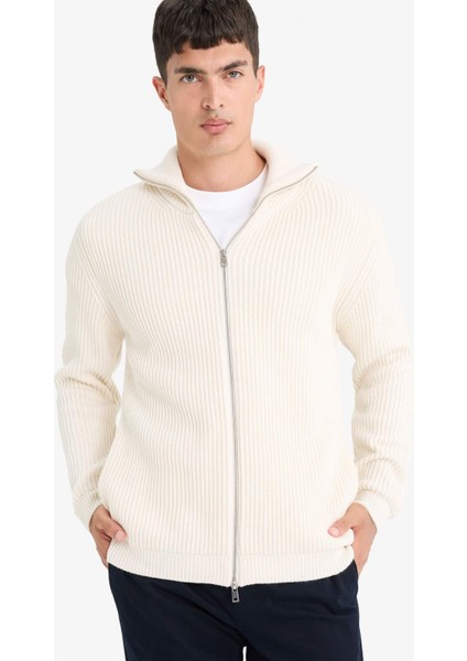 Standart Fit Dik Yaka Fermuarlı Triko Hırka C9014AX25AU