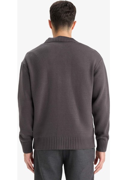 Relax Fit V Yaka Düğmeli Triko Hırka E5343AX25WN