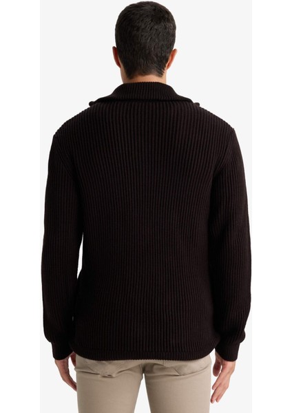 Standart Fit Dik Yaka Fermuarlı Triko Hırka C9014AX25AU