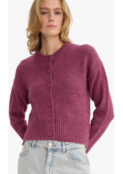 Regular Fit Bisiklet Yaka Düğmeli Triko Hırka F3031AX25WN