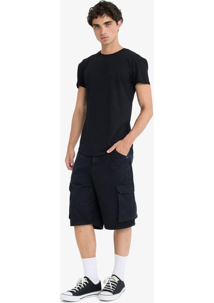 Long Muscle Fit Bisiklet Yaka Basic Düz Kısa Kollu Tişört N2104AZ25AU