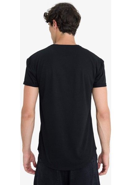 Long Muscle Fit Bisiklet Yaka Basic Düz Kısa Kollu Tişört N2104AZ25AU