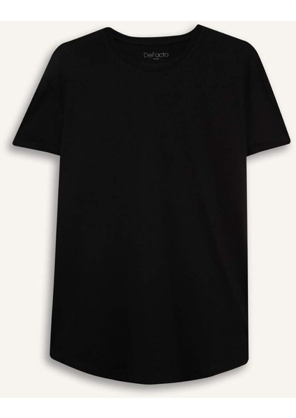 Long Muscle Fit Bisiklet Yaka Basic Düz Kısa Kollu Tişört N2104AZ25AU