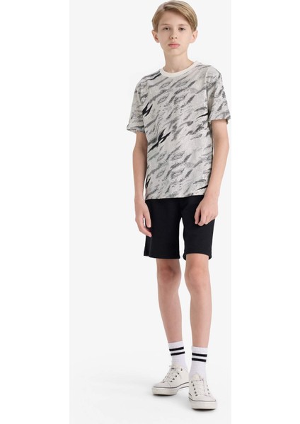 Erkek Çocuk Bisiklet Yaka Desenli Kısa Kollu Tişört F3770A825AU