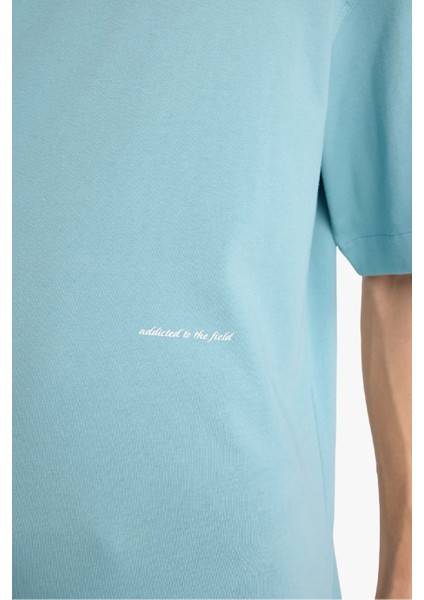 Boxy Fit Bisiklet Yaka Baskılı Kısa Kollu Tişört F5502AX25HS