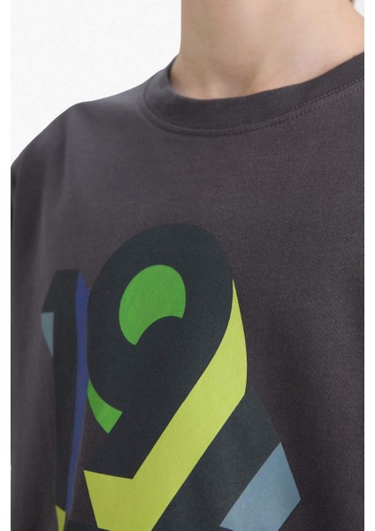 Erkek Çocuk Bisiklet Yaka Baskılı Kısa Kollu Tişört F3764A825AU