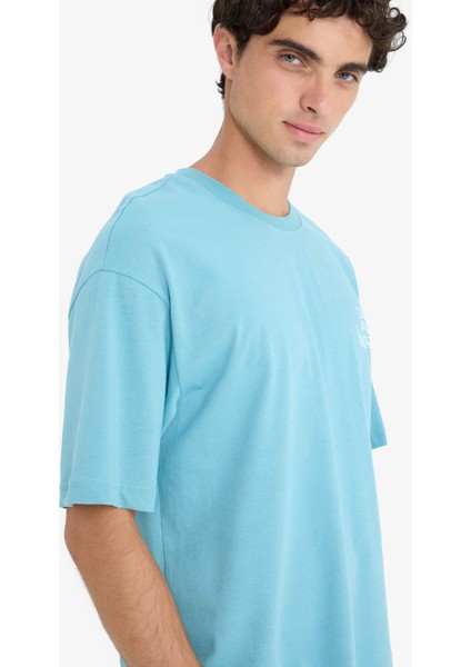 %100 Pamuk Rick and Morty Boxy Fit Rahat Kesim Bisiklet Yaka Sırt Baskılı Kısa Kollu Tişört E9290AX25AU