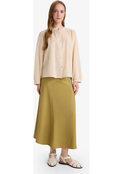 Relax Fit Yuvarlak Yaka Vual Uzun Kollu Gömlek F4978AX25AU