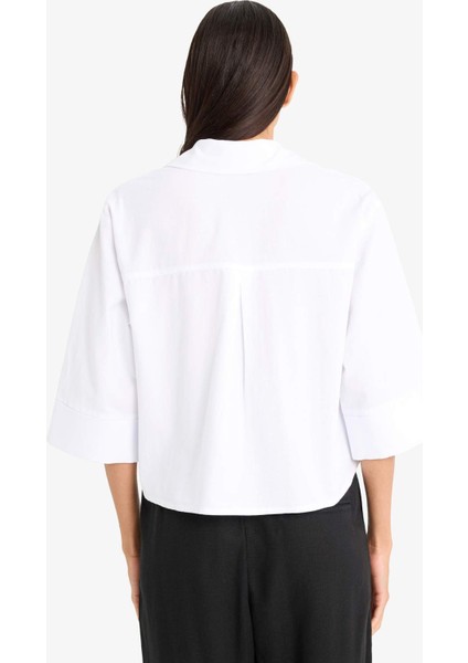 Oversize Geniş Kalıp Cepli Oxford Kısa Kollu Gömlek F5593AX25SM