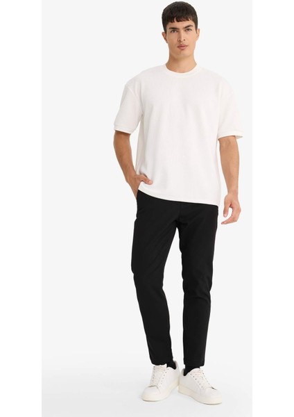 Oversize Geniş Kalıp Bisiklet Yaka Kısa Kollu Tişört F0320AX25AU