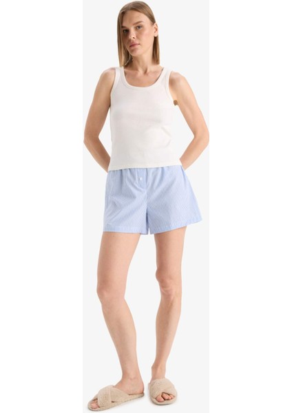 Regular Fit Yuvarlak Yaka Kolsuz Ribana Pijama Üstü-Fall in Love F0110AX25SM